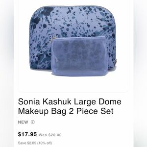 Sonia Kashuk Blue Patterned Makeup Bag Duo